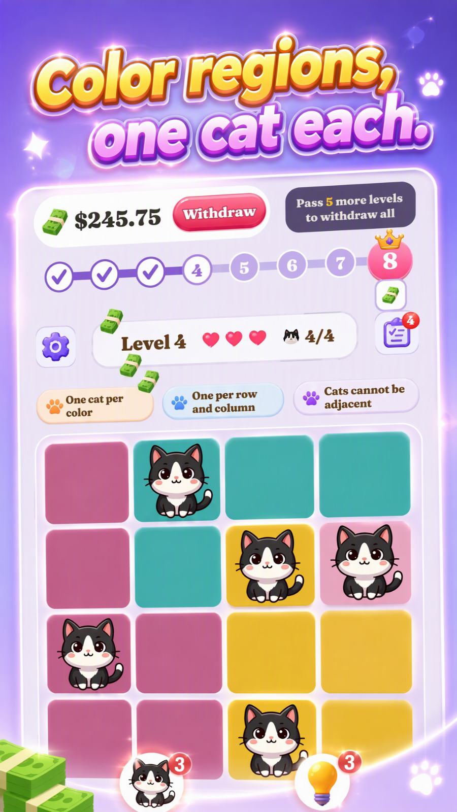 Sudoku Cats Master board with color regions